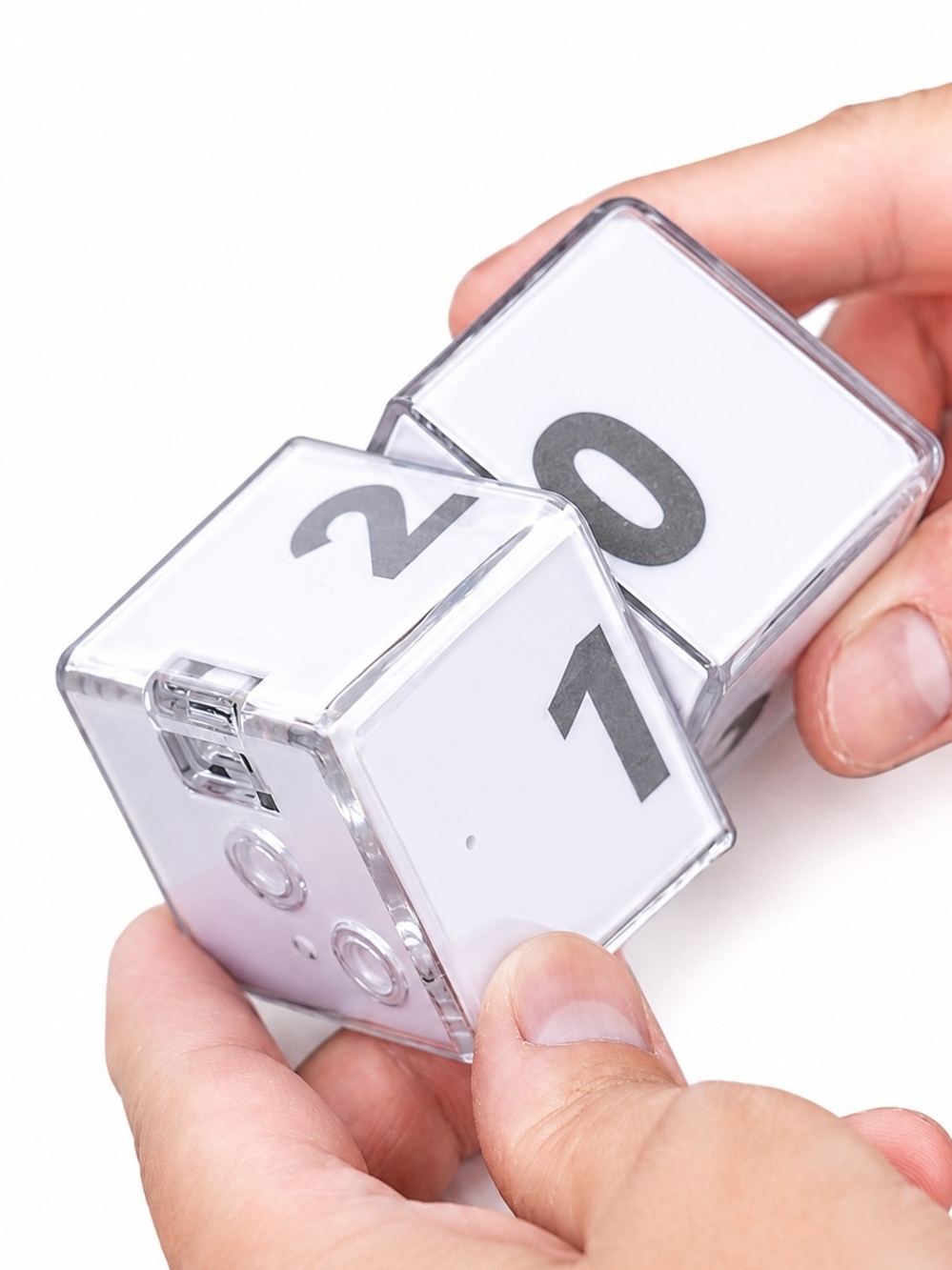 Clear White Digital Cube Alarm Clock - White.USB Charging